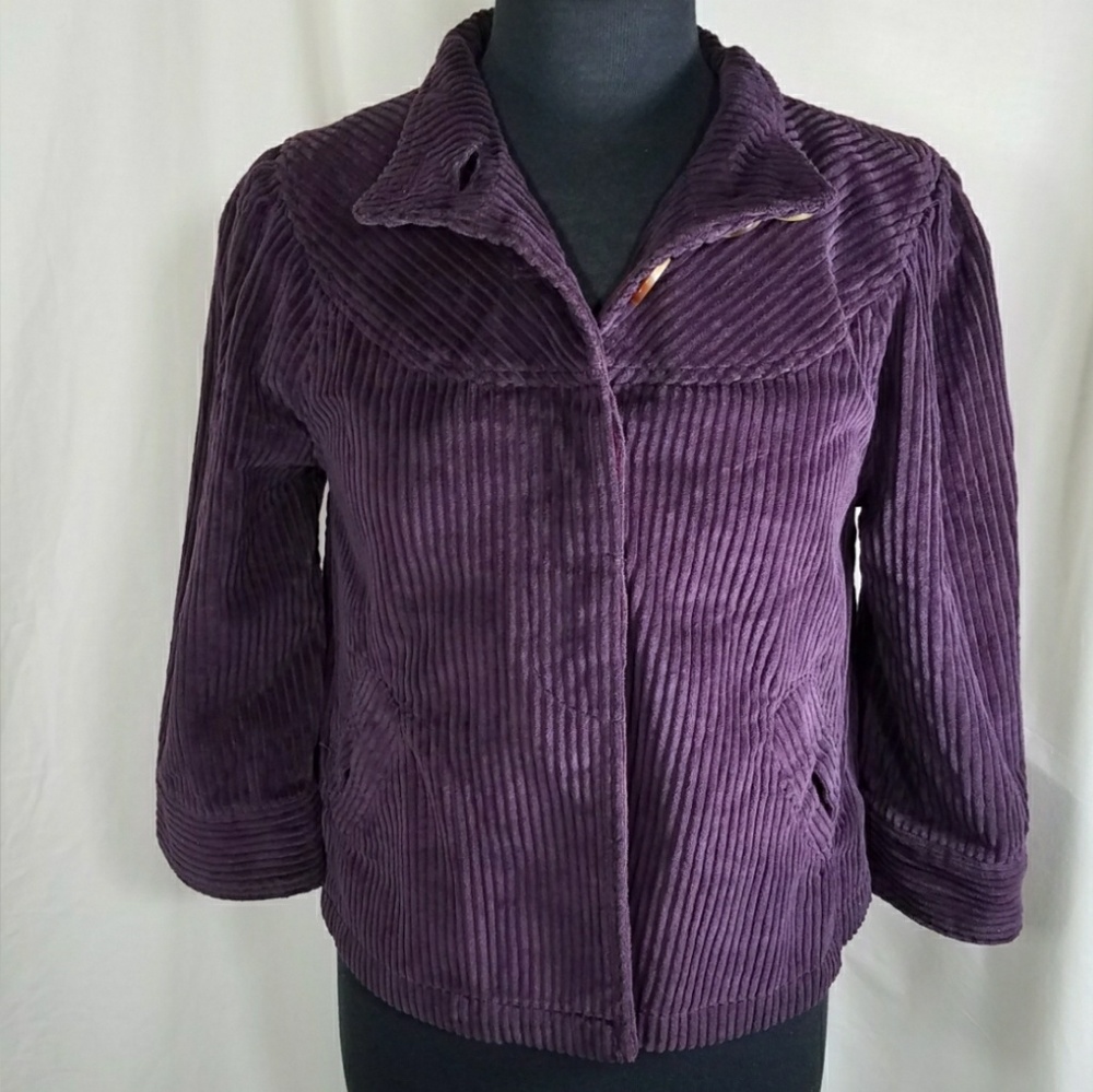 Izod Corduroy Jacket Purple Small 5 Button Front